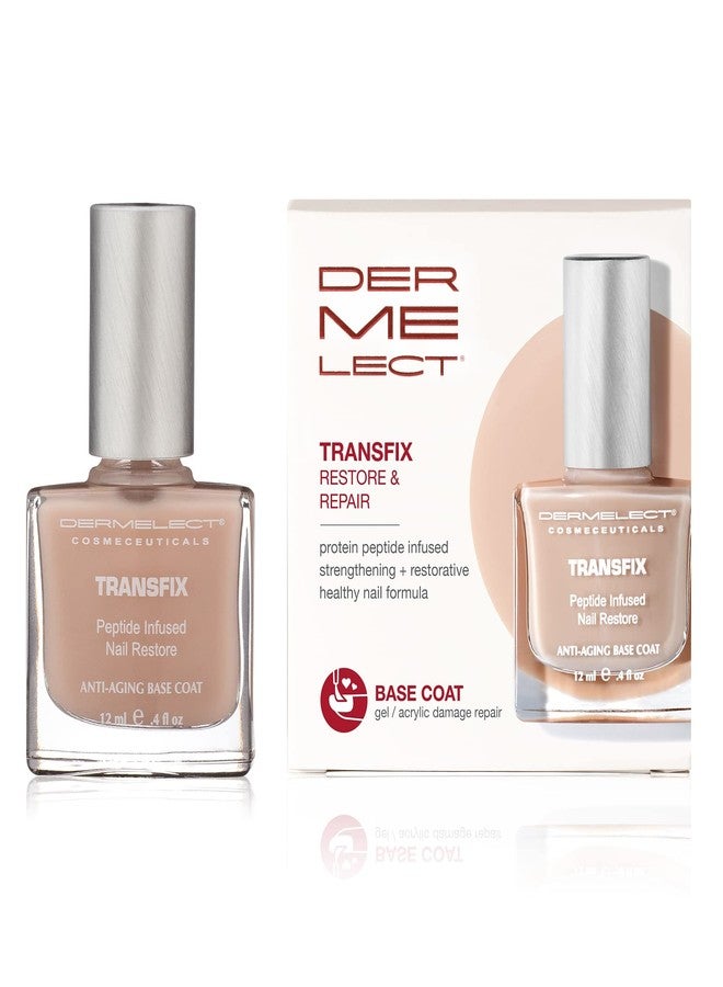 Dermelect Transfix Nail Restore Base Coat- with Protein Peptides Strengthening, Nourishing, Concealing Treatment for Weak Nails, Peeling, Breaking, Splitting, Damage 0.4 oz - Image 1