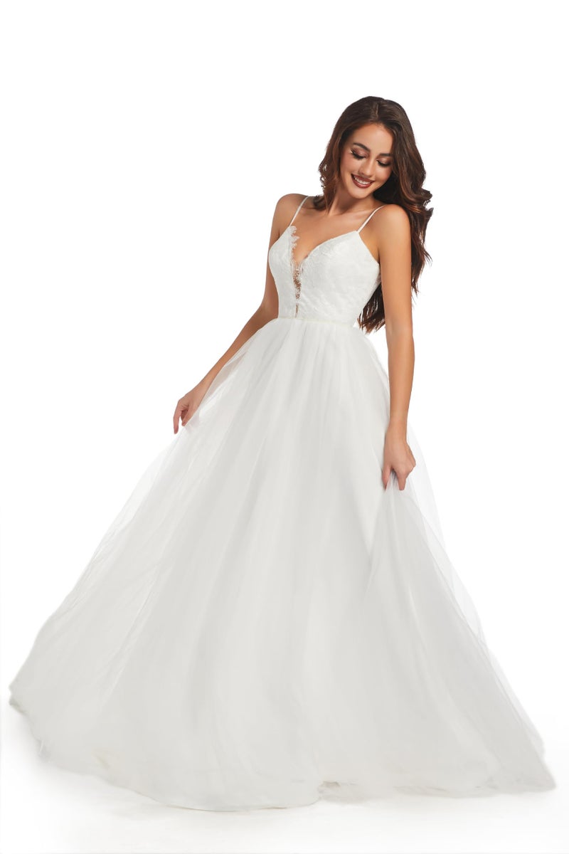 Sorayan Wedding Dresses for Bride Unique Lace Beautiful Layers Tulle A Line Dreamy Beach Wedding Gowns (X-Large,White) - Image 4