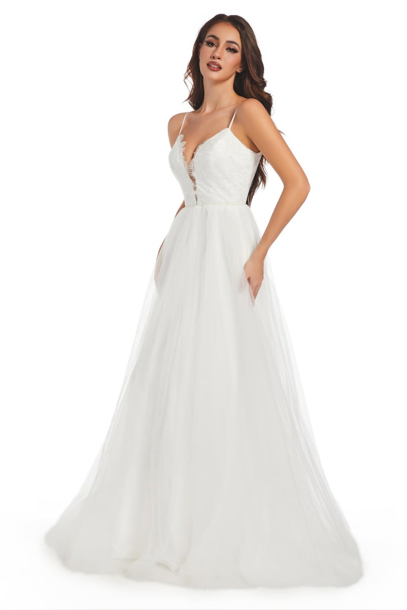 Sorayan Wedding Dresses for Bride Unique Lace Beautiful Layers Tulle A Line Dreamy Beach Wedding Gowns (X-Large,White) - Image 5