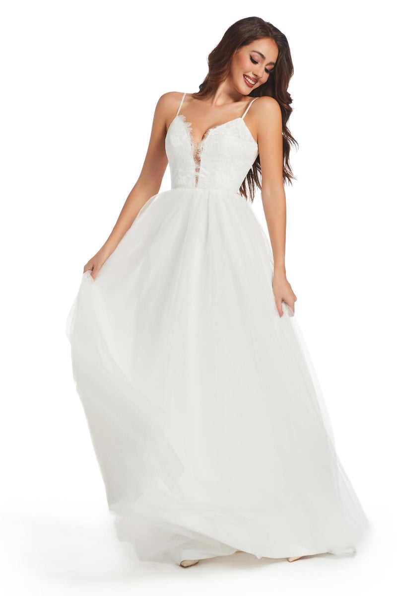Sorayan Wedding Dresses for Bride Unique Lace Beautiful Layers Tulle A Line Dreamy Beach Wedding Gowns (X-Large,White) - Image 1