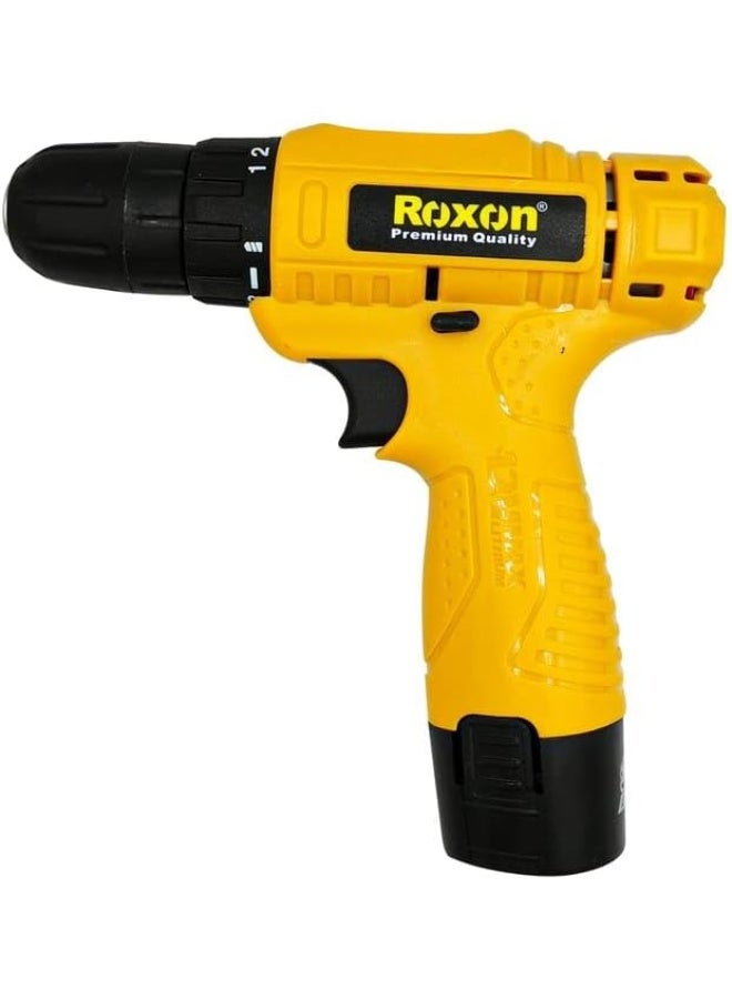 روكسون دريل شحن بدون سلك من روكسون 12 فولت – ليثيوم أيون احترافي مع بطارية 1300 مللي أمبير، تصميم مريح، قوة أداء عالية وكفاءة في الحفر والربط – RX-12VCD - Image 1