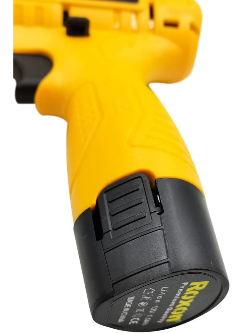 روكسون دريل شحن بدون سلك من روكسون 12 فولت – ليثيوم أيون احترافي مع بطارية 1300 مللي أمبير، تصميم مريح، قوة أداء عالية وكفاءة في الحفر والربط – RX-12VCD - Image 3