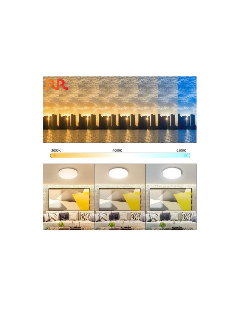 ار ار RR الإضاءة LED أضواء لوحة السقف ، 230VAC داخلي دائري توفير الطاقة 110 لومن / لكل وات ، ضوء ناعم بدون الأشعة فوق البنفسجية | مناسب لتناول الطعام في المنزل والمعيشة والمكتب (أبيض دافئ 3000 كلفن - 18 وات  - Image 3