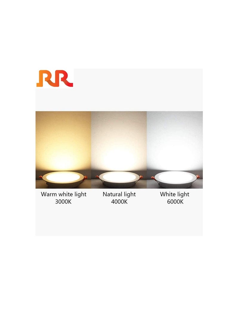 ار ار RR الإضاءة LED أضواء لوحة السقف ، 230VAC داخلي دائري توفير الطاقة 110 لومن / لكل وات ، ضوء ناعم بدون الأشعة فوق البنفسجية | مناسب لتناول الطعام في المنزل والمعيشة والمكتب (أبيض دافئ 3000 كلفن - 18 وات  - Image 2