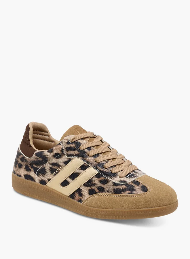 Flora Bella By Shoexpress Women's Animal Print Sneakers with Lace-Up Closure