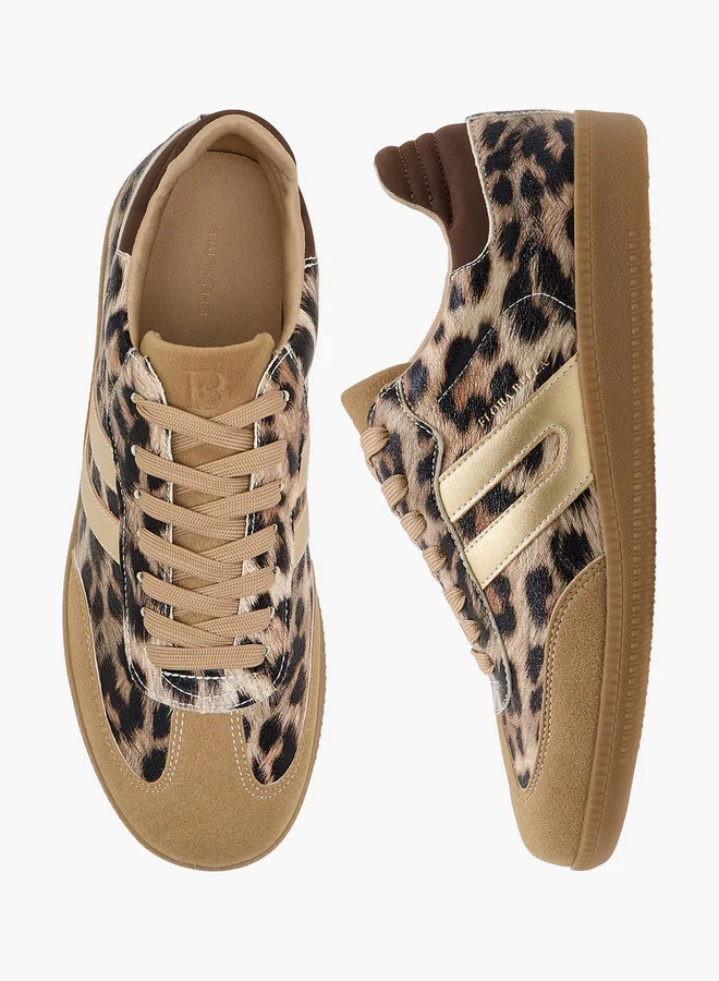 Flora Bella By Shoexpress Women's Animal Print Sneakers with Lace-Up Closure