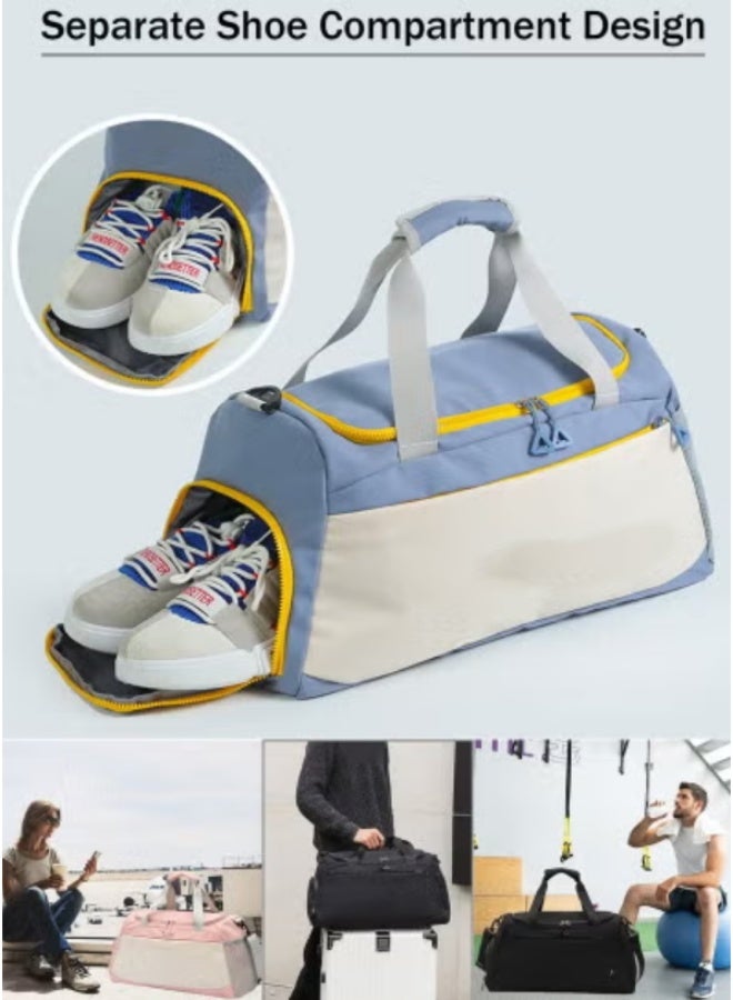 Arabest Qiccijoo Sports Gym Bag Travel Duffel Bag with Shoes Compartment and Wet Pocket for Men Women,50L Large Weekend Overnight Luggage Bag Carry on Bag Yoga Tote Bags(Blue) - Image 4