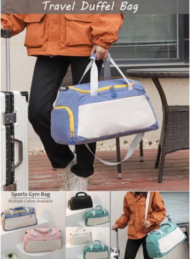 Arabest Qiccijoo Sports Gym Bag Travel Duffel Bag with Shoes Compartment and Wet Pocket for Men Women,50L Large Weekend Overnight Luggage Bag Carry on Bag Yoga Tote Bags(Blue) - Image 2