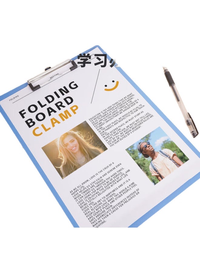 Simaa A4 Writing Clipboard, Office Supplies Writing Clipboard, Metal Strong Clip Plastic Clipboard, Menu Clip, Multifunctional Writing Pad, Vertical Blue, 5-Pack - Image 3