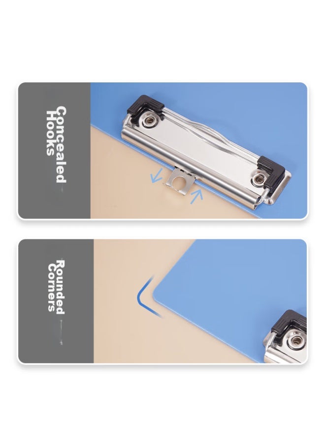 Simaa A4 Writing Clipboard, Office Supplies Writing Clipboard, Metal Strong Clip Plastic Clipboard, Menu Clip, Multifunctional Writing Pad, Vertical Blue, 5-pack - Image 2