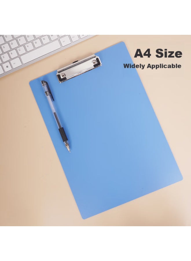 Simaa A4 Writing Clipboard, Office Supplies Writing Clipboard, Metal Strong Clip Plastic Clipboard, Menu Clip, Multifunctional Writing Pad, Vertical Blue, 5-pack - Image 1
