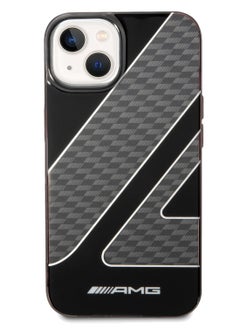 AMG iPhone 14 Case Transparent Double Layer Back Cover with Checkered Flag Pattern / Lifted Ring Case / Bumper Protection / Slim Profile / Easy Snap-On / Drop Protection - Black  - Image 1