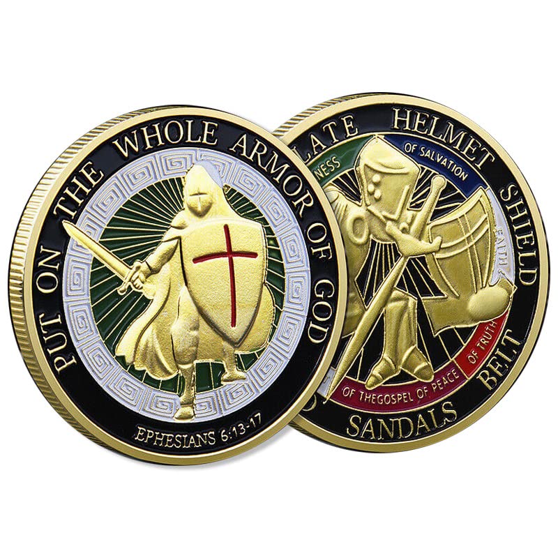BirchRiver Put On The Whole Armor of God Crest Ephesians 6:13-17 Religious Challenge Collector Metal (1 Pcs) - Image 5