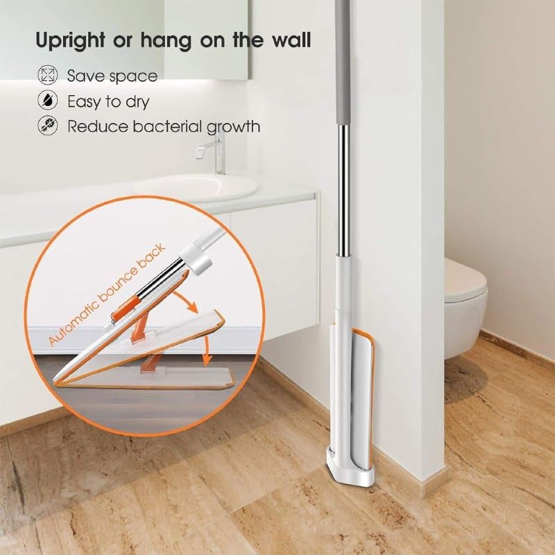 SNAPSHOPECOM Home Floor Cleaning mop Microfiber Magic Mop for Floor CleaningHome Hands Free Squeeze for Floor Slider Squeeze Mop StainlessSteel Handle Bucket Less Mop and Microfiber Refill - Image 3