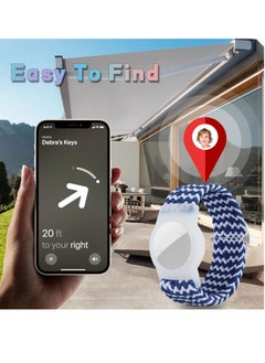 Generic 2 Pcs Kids Bracelet Strap Compatible with AirTag, GPS Kids Tracker Holder Woven Wrist Strap Nylon Adjustable Anti-Loss Airtag Strap for Kids Seniors（White Blue,Navy Blue）  - Image 3