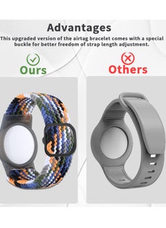 Generic 2 Pcs Kids Bracelet Strap Compatible with AirTag, GPS Kids Tracker Holder Woven Wrist Strap Nylon Adjustable Anti-Loss Airtag Strap for Kids Seniors（White Blue,Navy Blue）  - Image 5