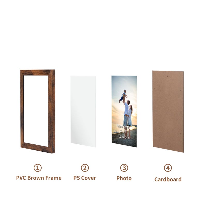 Hoikwo 18 Packs 4x6 Rustic Brown Multi Picture Frames Set for Family Photos  Artwork  Light Weight Bulk 4 by 6 Frames Pack for Wall Hanging and Table  Stylish Picture Frames - Image 3