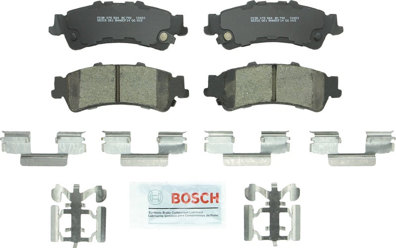 BOSCH مجموعة وسادات الفرامل السيراميكية الهادئة من بوش BC792 - متوافقة مع بعض سيارات كاديلاك DTS؛ شيفروليه أسترو، أفالانش، سيلفرادو، سوبربان، تاهو؛ جي إم سي سافاري، سييرا، يوكون، يوكون XL + المزيد؛ خلفي - Image 4