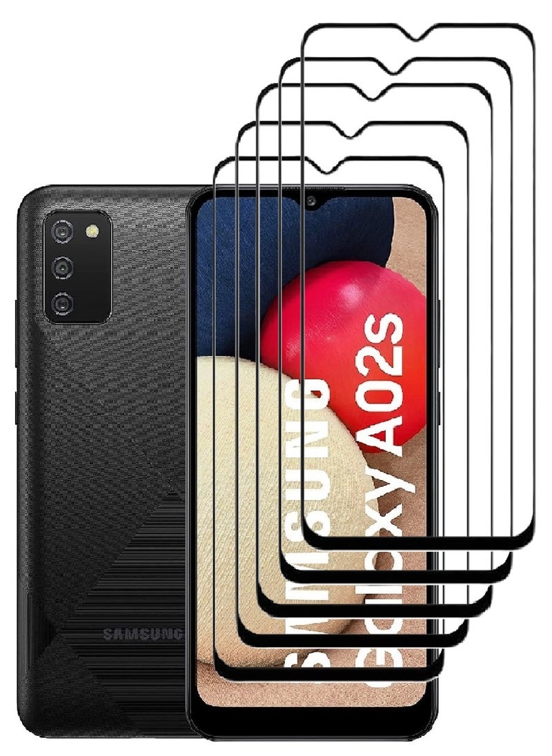 AINA 5 Pieces Tempered Glass Screen Protector 5D Designed For Samsung Galaxy A02s Full Glue Edge to Edge Full Screen Coverage And Bubble Free - Image 1