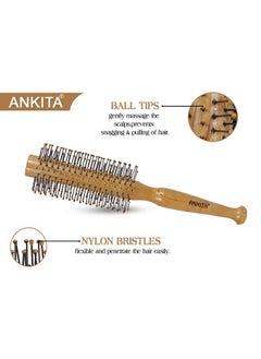 Ankita Wooden Hair Brush With Nylon Bristle, All-Purpose, Colors May Vary (B6) By Chhavi Creation  - Image 4