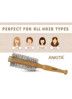 Ankita Wooden Hair Brush With Nylon Bristle, All-Purpose, Colors May Vary (B6) By Chhavi Creation  - Image 3