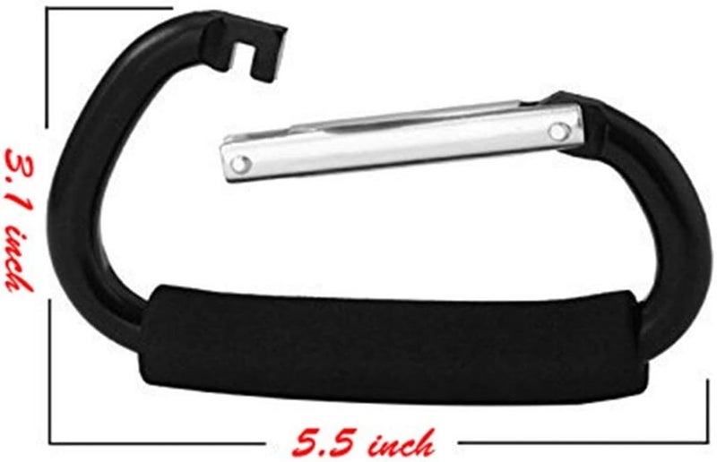 Aubcee 2 Packs Large Stroller Hooks, Aluminum Grocery Bag Handle Organizer Hook or Diaper Bags Holder- Black Diverse requirement fit - Image 4