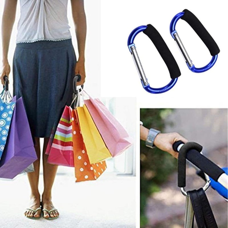 Aubcee 2 Packs Large Stroller Hooks, Aluminum Grocery Bag Handle Organizer Hook or Diaper Bags Holder- Black Diverse requirement fit - Image 5