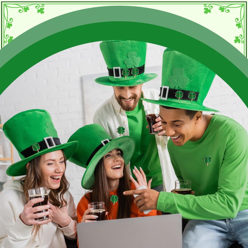 Remuuly 24 Sets St. Patrick's Day Clover Lapel Pins Include Four Leaf Clover Lapel Pin Brooches Blessing Cards Organza Gift Bags - Image 5