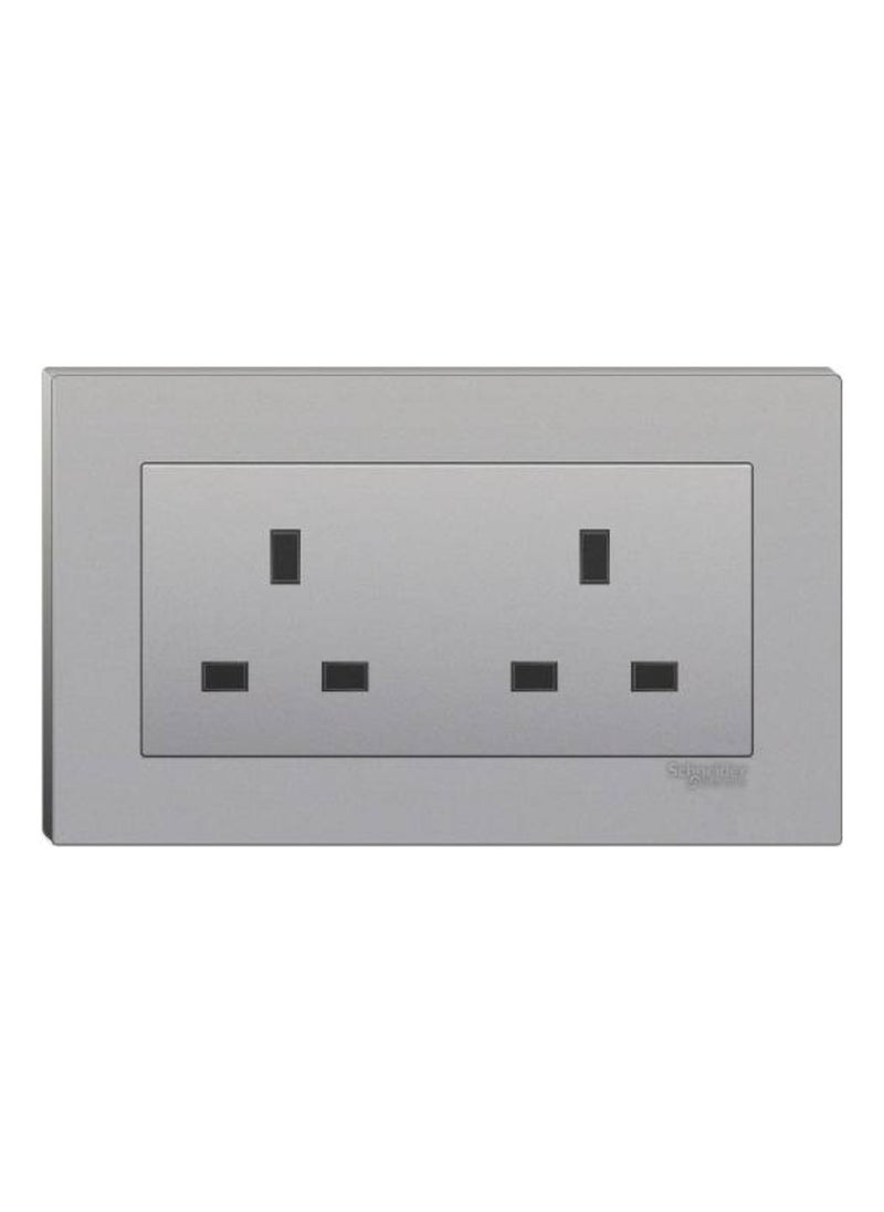 Schneider Electric Schneider Electric 13A 250V 2Gang socket, Aluminium silver - KBT426_AS 