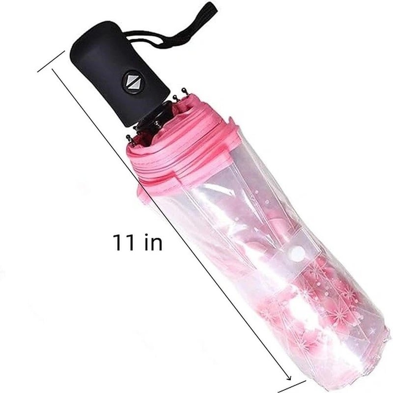 wfljl Transparent Umbrella, 11-Inch, with Pink Cherry Blossom Design, Clear Umbrellas for Rain, for Daily Use and Outdoor - Image 1