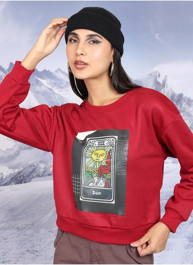 Tokyo Talkies Tokyo Talkies Graphic Print Round Neck Sweatshirt