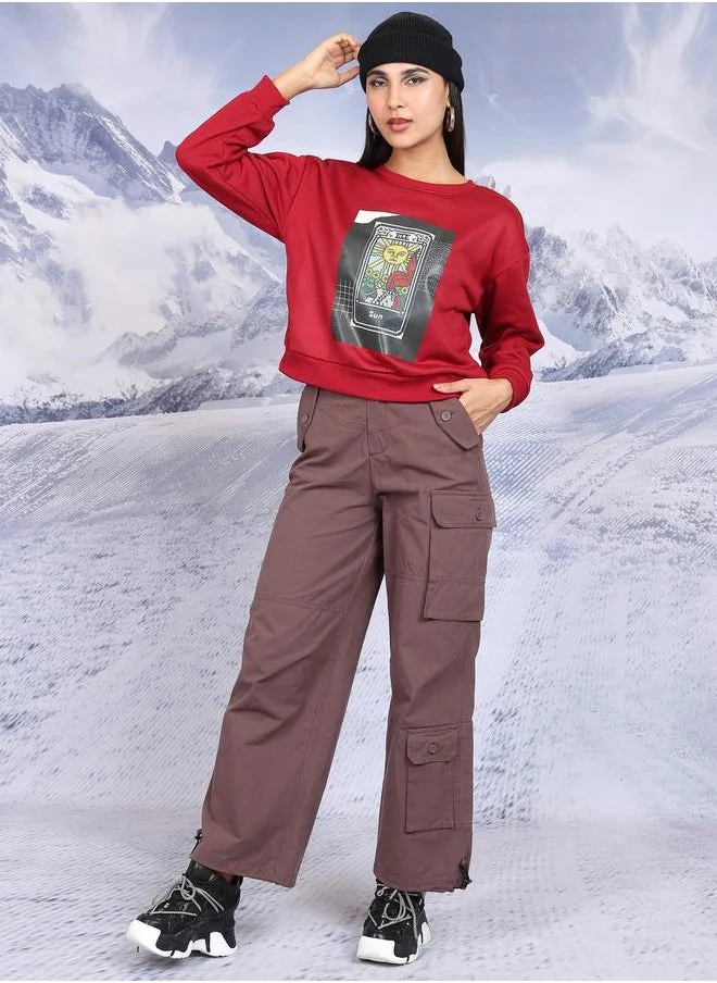 Tokyo Talkies Tokyo Talkies Graphic Print Round Neck Sweatshirt