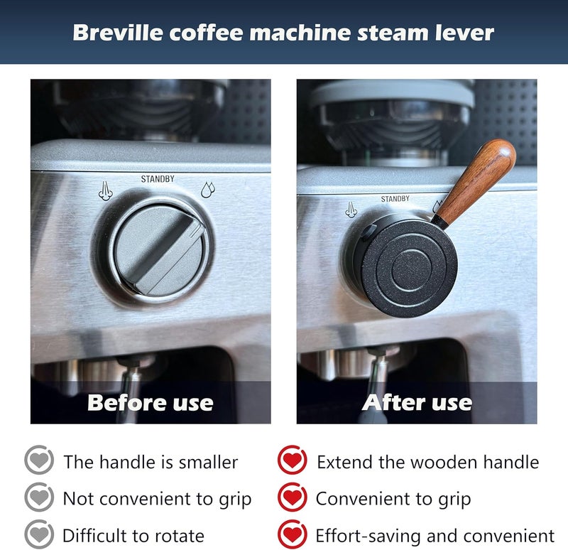 نيوزا آلة إسبريسو محدثة، مزودة بمقبض بخار متوافق مع آلات Breville Sage Barista Express BES870XL، BES875، BES876، مصنوعة من الألمنيوم ومع مقبض خشبي (لون فضي). - Image 4