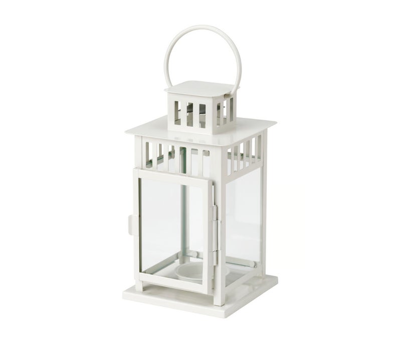 Tealight Lantern for Indoor and Outdoor Use, White 20 cm Steel and Glass Decorative Lantern with Handle, Standing or Hanging Candle Holder for Home, Balcony, Garden and Table Decor - Image 1