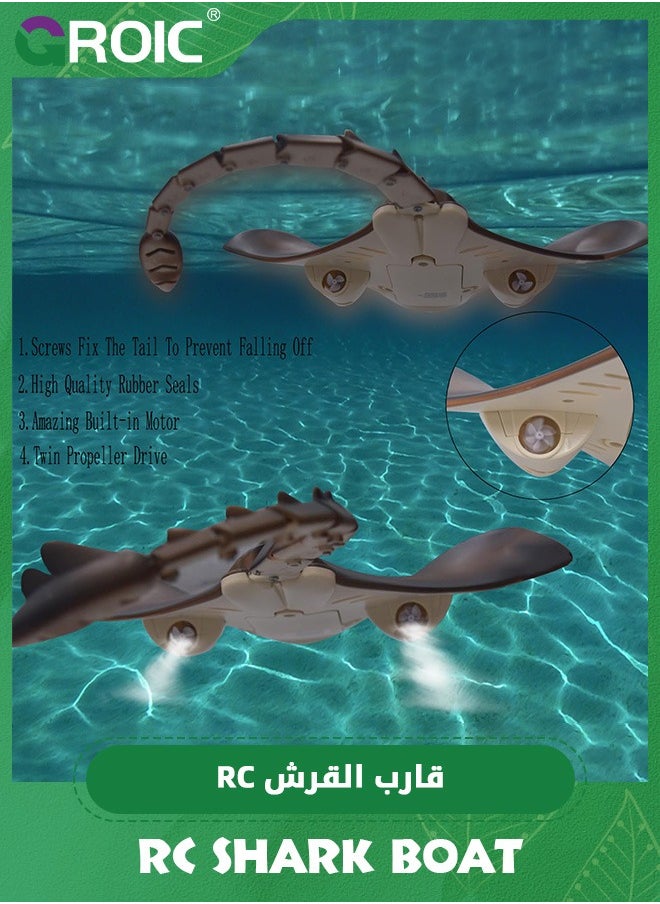 GROIC RC Boat,Remote Control Boat,Devil Fish Lake and Pool Toys for Kids，Fast Led Lights Mini RC Boat Toy Boat,Electric RC Shark Fish Toys with Light & Spray Water Function  - Image 5