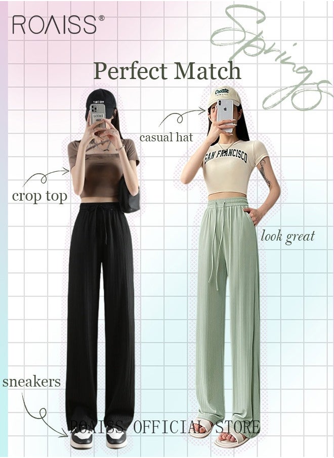 2 Piece Ice Silk Wide Leg Pants for Women Soft Trousers Ladies Mom' Long Pants Casual Plain New Arrival Trendy Straight Baggy Spring Summer Ladies Daily Outfit Clothes - pzsku/Z66392C27B0D8A9533F07Z/45/_/1704954671/a1284065-a600-4ddb-8777-a647767fc734