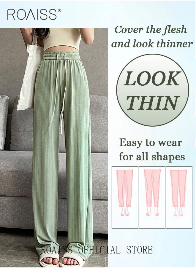 2 Piece Ice Silk Wide Leg Pants for Women Soft Trousers Ladies Mom' Long Pants Casual Plain New Arrival Trendy Straight Baggy Spring Summer Ladies Daily Outfit Clothes - pzsku/Z66392C27B0D8A9533F07Z/45/_/1721888341/ba66d4cc-c973-422f-898b-e93818376b4b