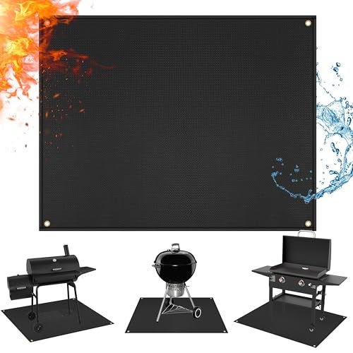 Amerbro Grill Mats for Outdoor Grill - Fireproof BBQ Matt for Under grill, Gas Grills to Protect Patio and Deck, Oil-proof Griddle Accessories Compatible with Blackstone, Weber, Royal Gourmet, 65 x 48 in - Image 1