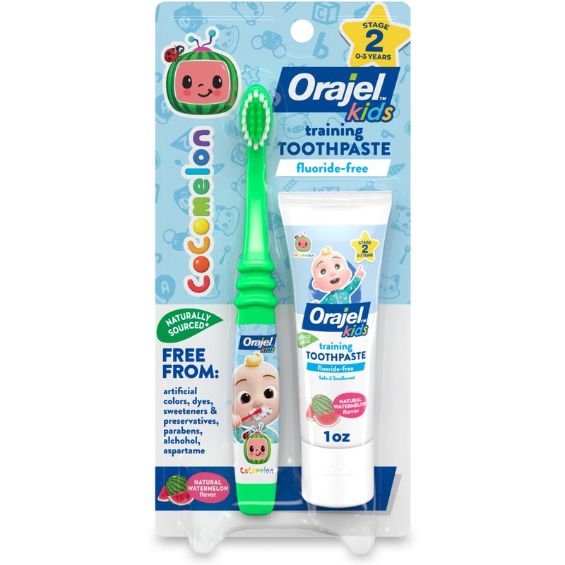 Orajel Kids CoComelon FluorideFree Training Toothpaste with Brush Set of 2 Piece - Image 1