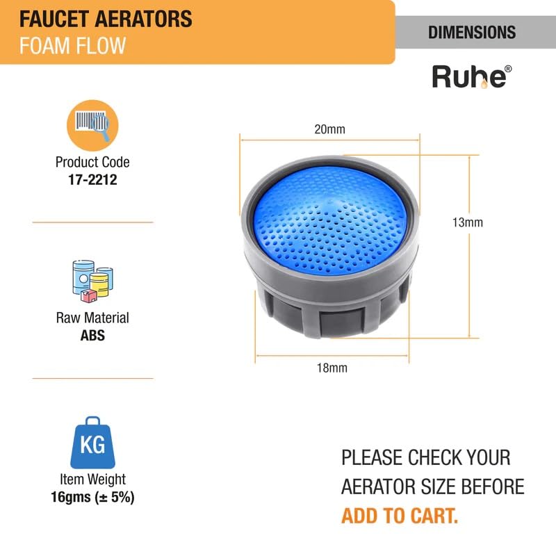 Ruhe® Foam Flow Aerator 20 mm Female Inner Thread with Brass Permix for Water Tap and Faucets | Pack of 6 - Image 5