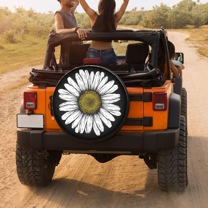 Foruidea Daisy Flower Spare Tire Cover Waterproof Dust-Proof Wheel Tire Cover Fit for Jeep,Trailer, RV, SUV and Many Vehicle 16 Inch - Image 4