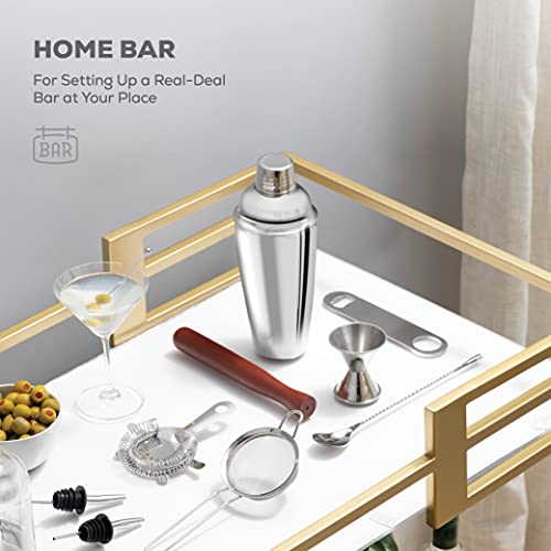 FineDine 10-Piece Cocktail Shaker Set With Travel Bag - Stainless Steel Shaker Set Bartender Kit - Mixology Bartender Kit - Strainer, Muddler, Jigger, Bar Spoon, Bottle Opener, Pour Spouts - Bar Set - Image 4