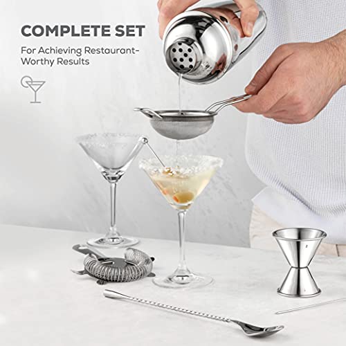 FineDine 10-Piece Cocktail Shaker Set With Travel Bag - Stainless Steel Shaker Set Bartender Kit - Mixology Bartender Kit - Strainer, Muddler, Jigger, Bar Spoon, Bottle Opener, Pour Spouts - Bar Set - Image 3