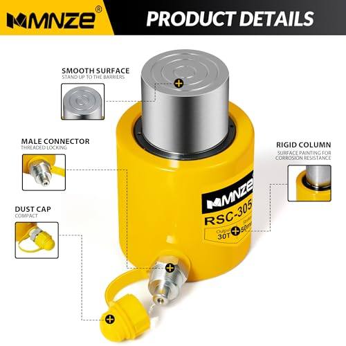 MMNZE 30T 50mm/2" Stroke Hydraulic Cylinder Jack Porta Power Ram Jack Single Acting Lifting Cylinder Retract Automatically for Machinery Ship Bridge Construction - Image 4