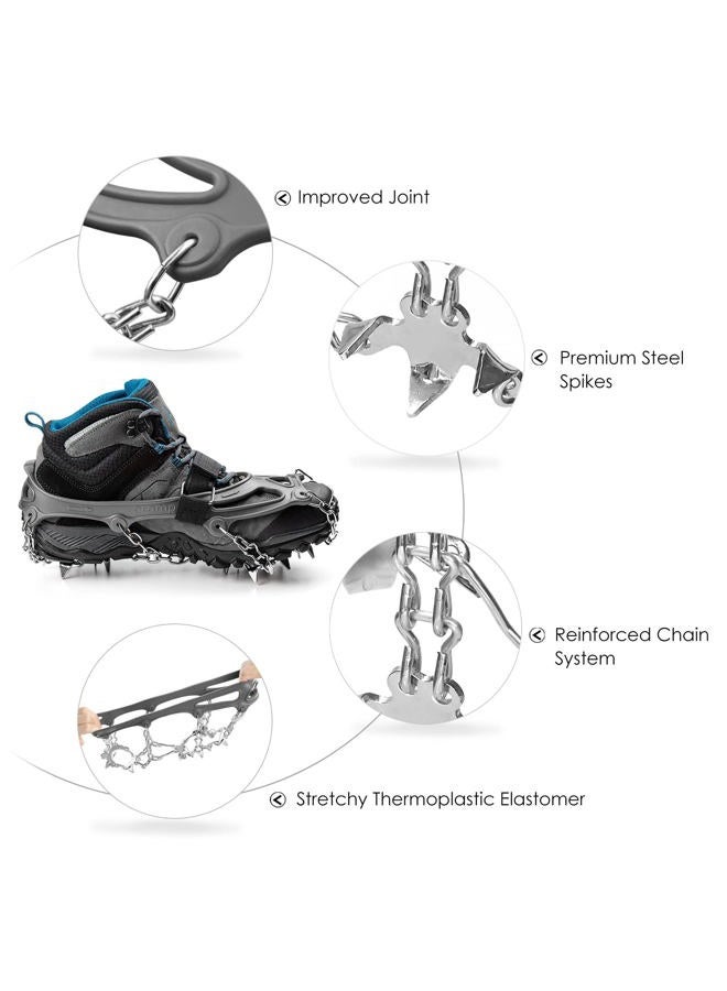 Cimkiz Crampons Ice Cleats Traction Snow Grips for Boots Shoes Women Men Anti Slip 19 Stainless Steel Spikes Safe Protect for Hiking Fishing Walking Climbing Mountaineering - Image 3
