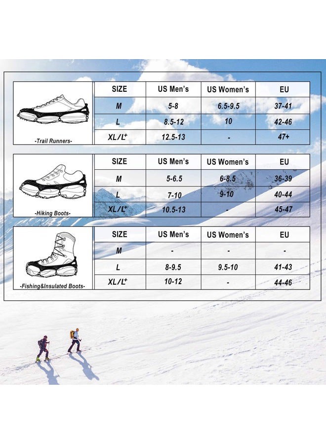 Cimkiz Crampons Ice Cleats Traction Snow Grips for Boots Shoes Women Men Anti Slip 19 Stainless Steel Spikes Safe Protect for Hiking Fishing Walking Climbing Mountaineering - Image 4