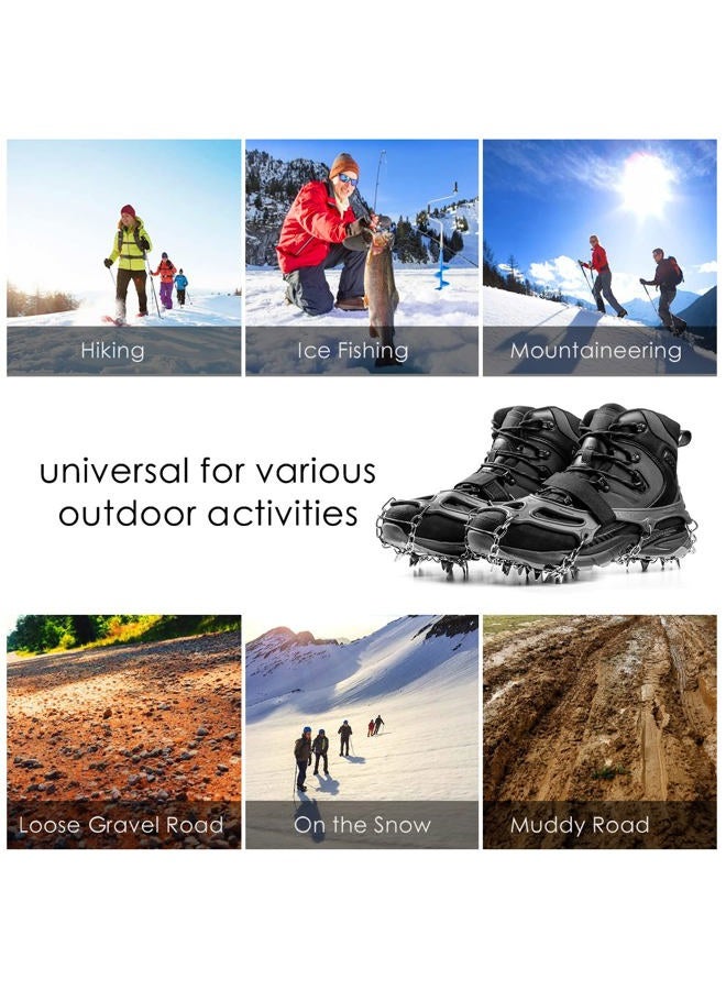Cimkiz Crampons Ice Cleats Traction Snow Grips for Boots Shoes Women Men Anti Slip 19 Stainless Steel Spikes Safe Protect for Hiking Fishing Walking Climbing Mountaineering - Image 5