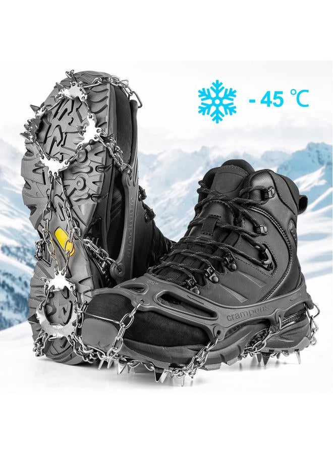 Cimkiz Crampons Ice Cleats Traction Snow Grips for Boots Shoes Women Men Anti Slip 19 Stainless Steel Spikes Safe Protect for Hiking Fishing Walking Climbing Mountaineering - Image 2