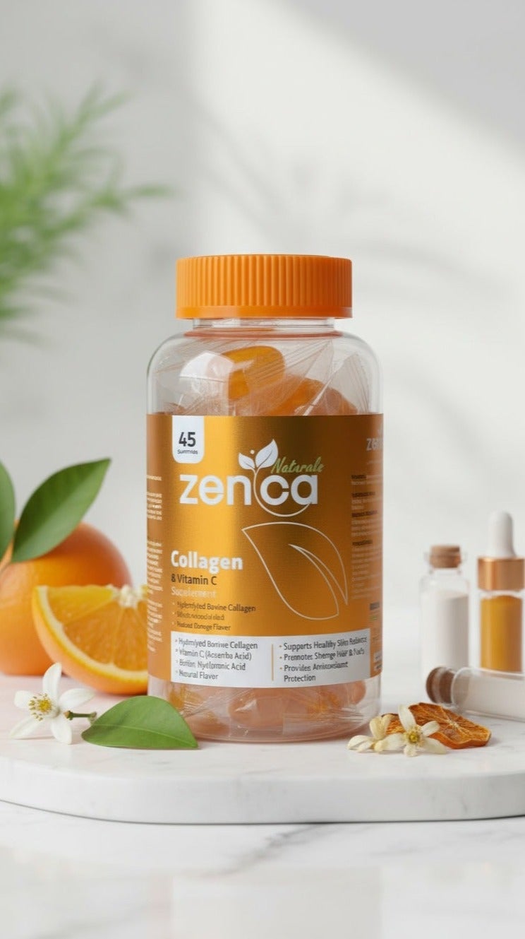 زينكا ناتشرلز زينكا كولاجين مع فيتامين سي (C) قطع مضغ بنكهة البرتقال - 45 قطعة - Image 2