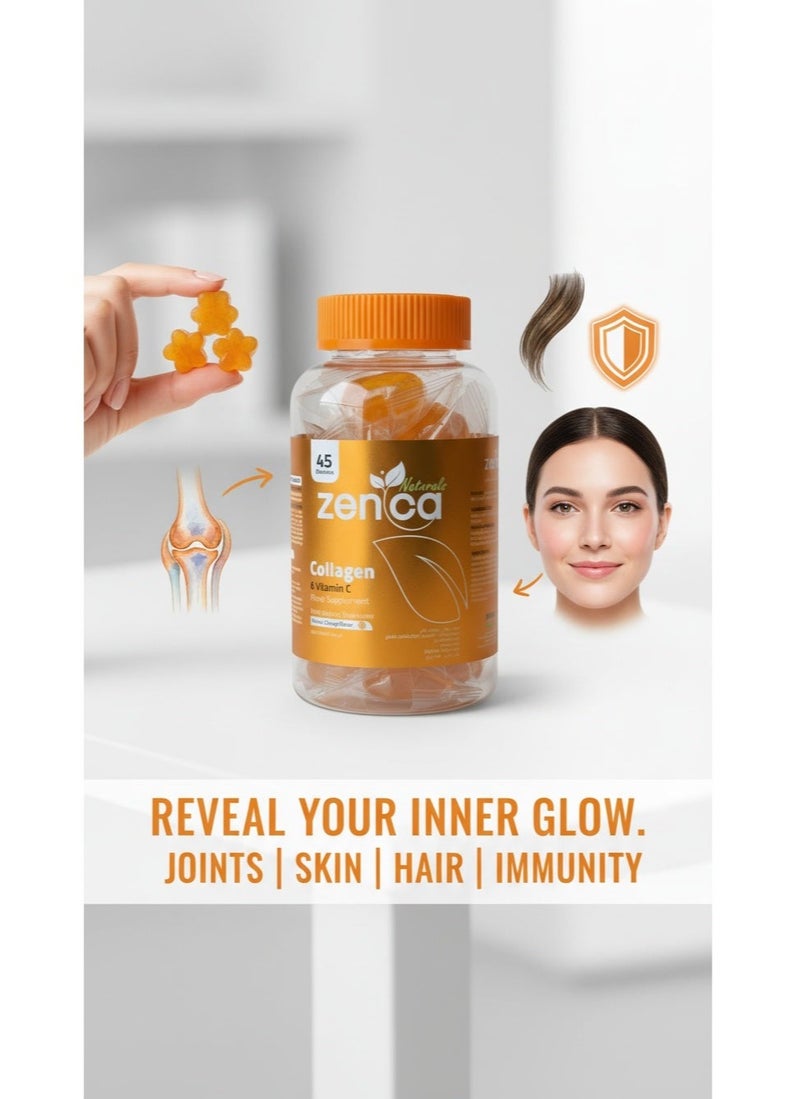 زينكا ناتشرلز زينكا كولاجين مع فيتامين سي (C) قطع مضغ بنكهة البرتقال - 45 قطعة - Image 3